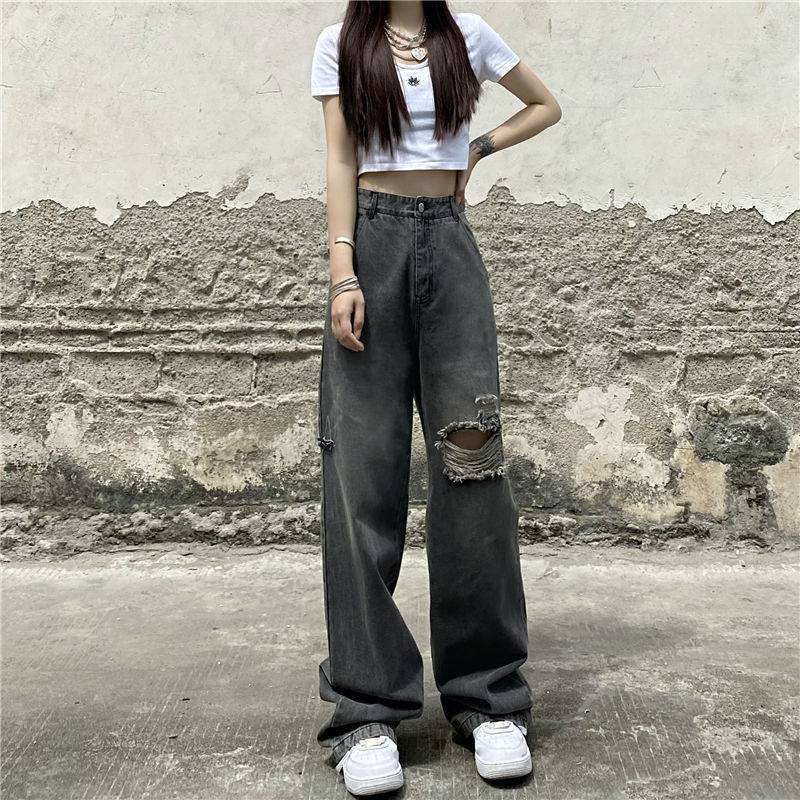 グレー リップドジーンズ mry000475