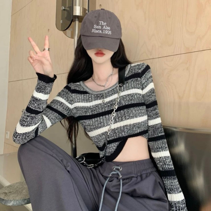 ストライプ スリムニット mry000297