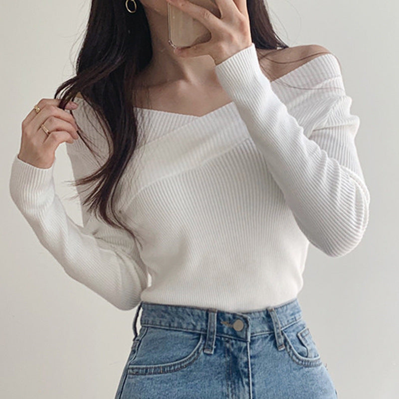 オフショルダー リブニット トップス mry000217
