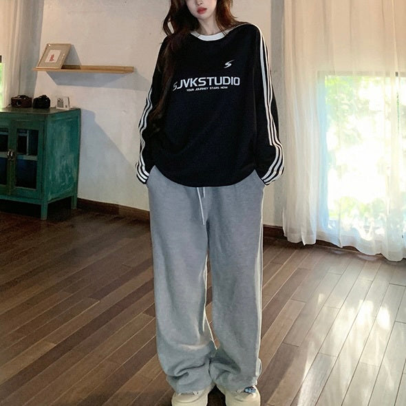 3カラー展開 ヨーロッパ 韓国カジュアル 韓国ストリート ロゴ付きスウェットシャツ mry001065