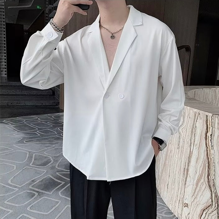 2カラー展開 アメリカン 韓国ストリート 韓国カジュアル トレンド リッチ風シャツ mry001284