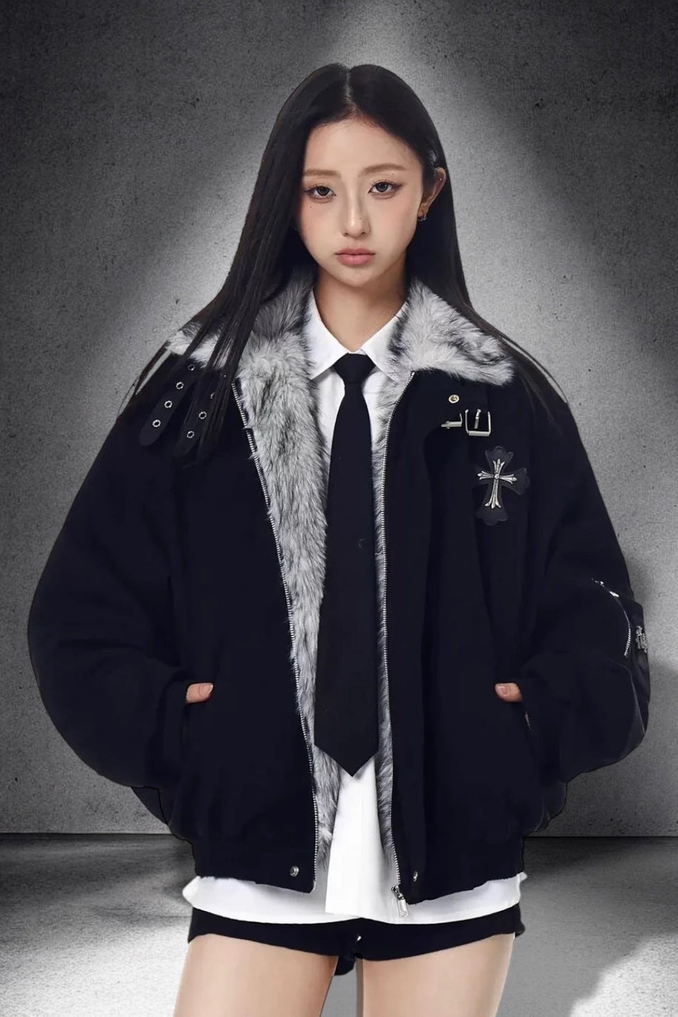 【大人気/評価★4.8以上】Cross Fur Bomber Jacket mry002017