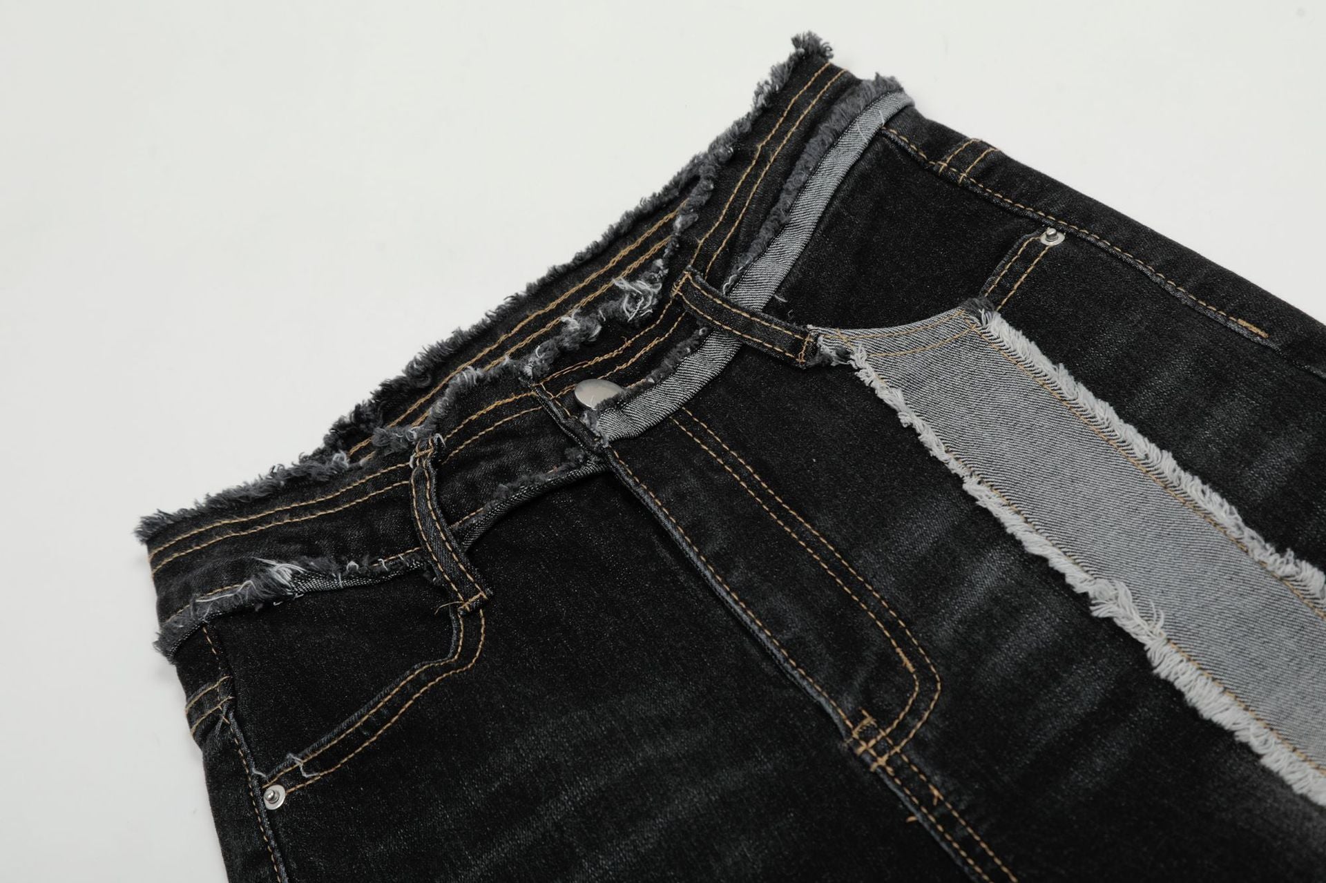 Ribbon Strap Panel Flare Denim Pants mry001667