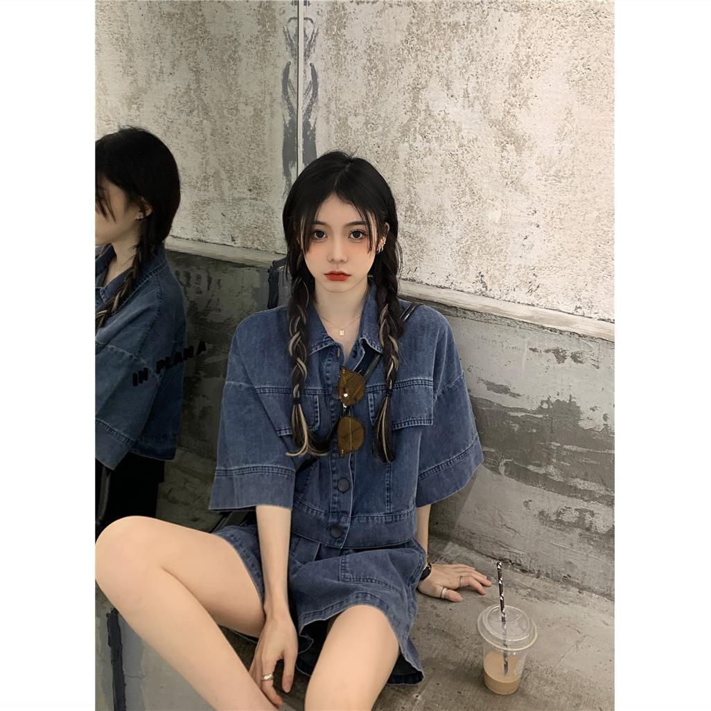 【送料無料】2023SS 韓国 デニム セットアップ 韓国カジュアル 韓国ガーリー mry000699