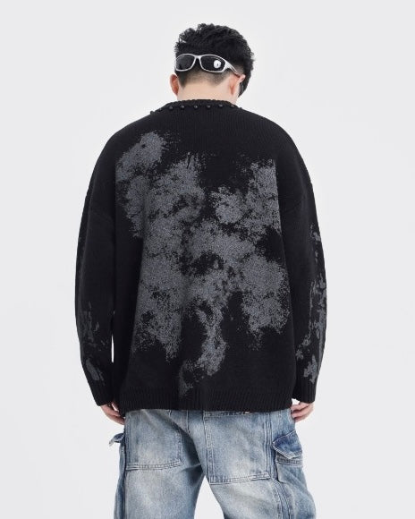 【2color】Oversized Paint Splash Knit Sweater mry001840
