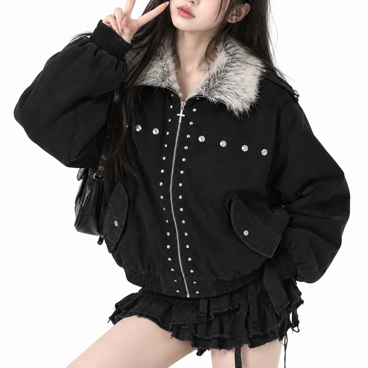 シルバースタッズ ファージャケット mry002853