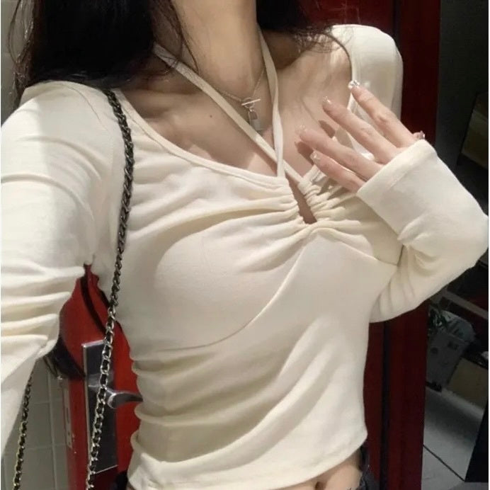 2カラー展開 韓国カジュアル 韓国デザイン ギャザートップス mry001097