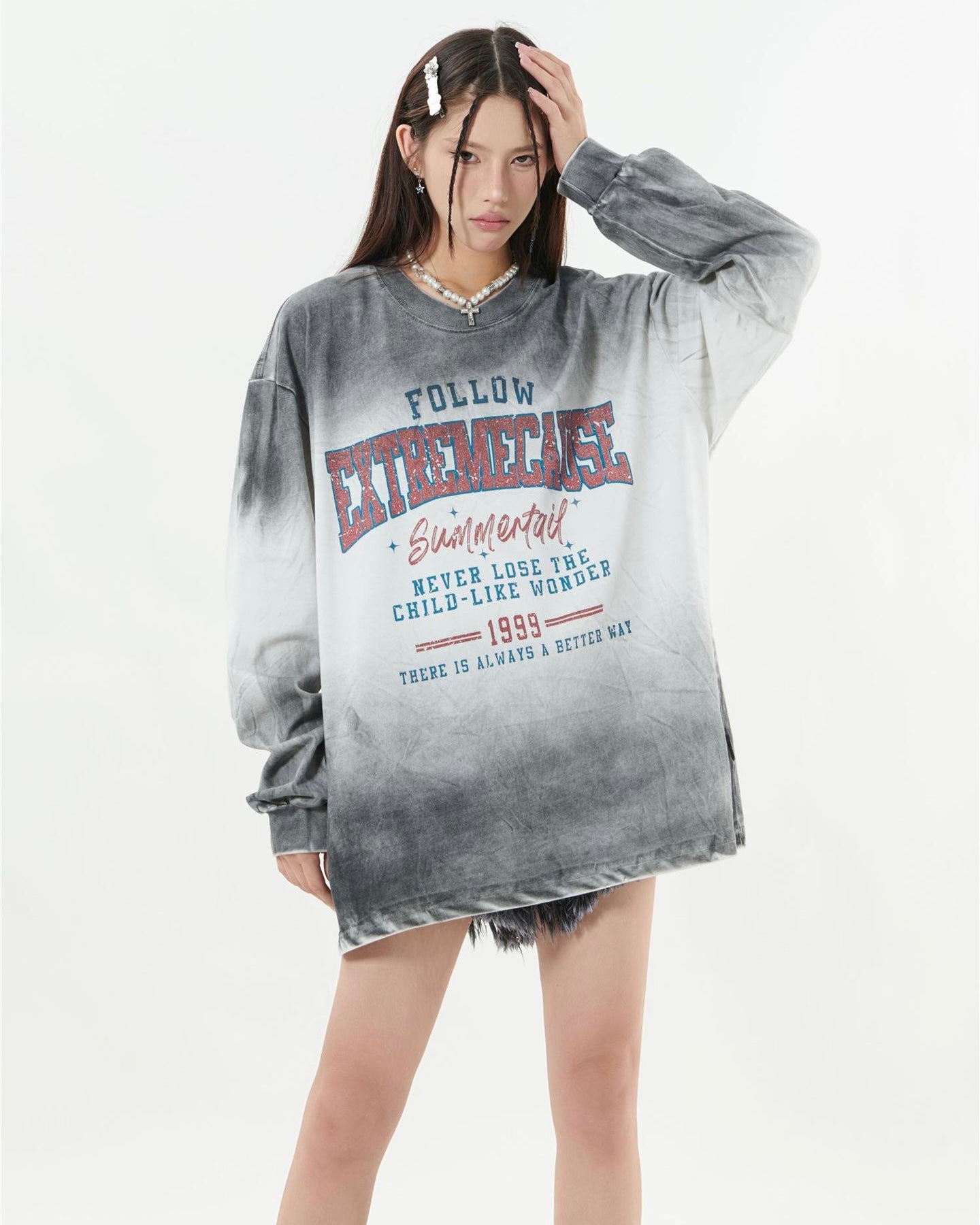 【2color】Vintage College Graphic Oversized shirt mry001844