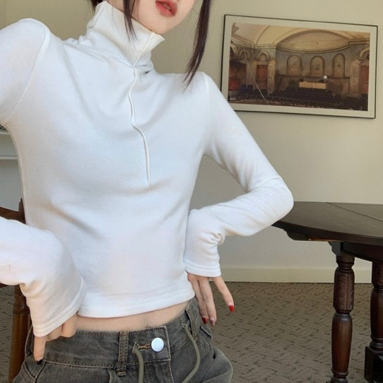 ハイネック ショート丈Tシャツ mry000478