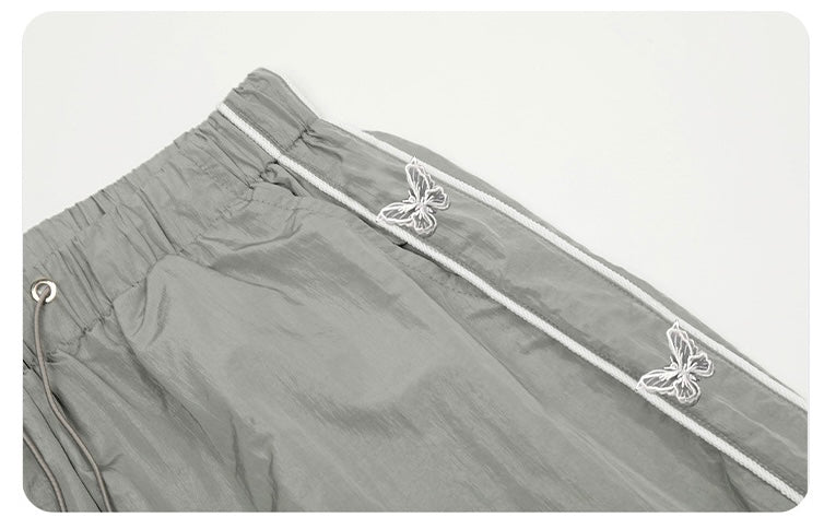 【YURU:FIT/2color】Butterfly Embroidered Parachute Pants mry001785