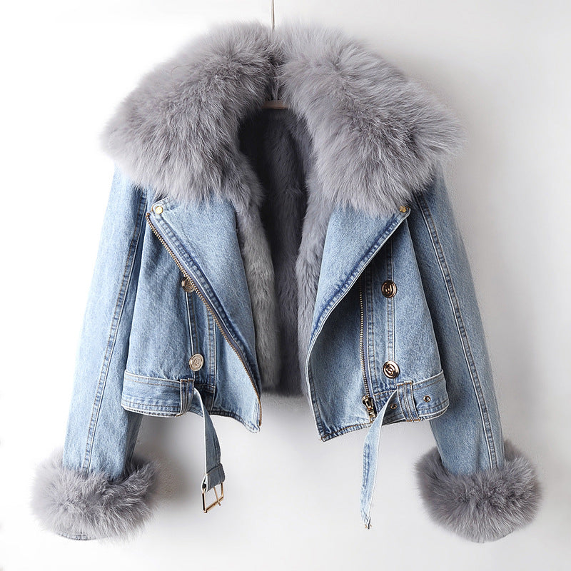 【評価★4.8以上/2color】Luxury Faux Fur Denim Jacket mry001938