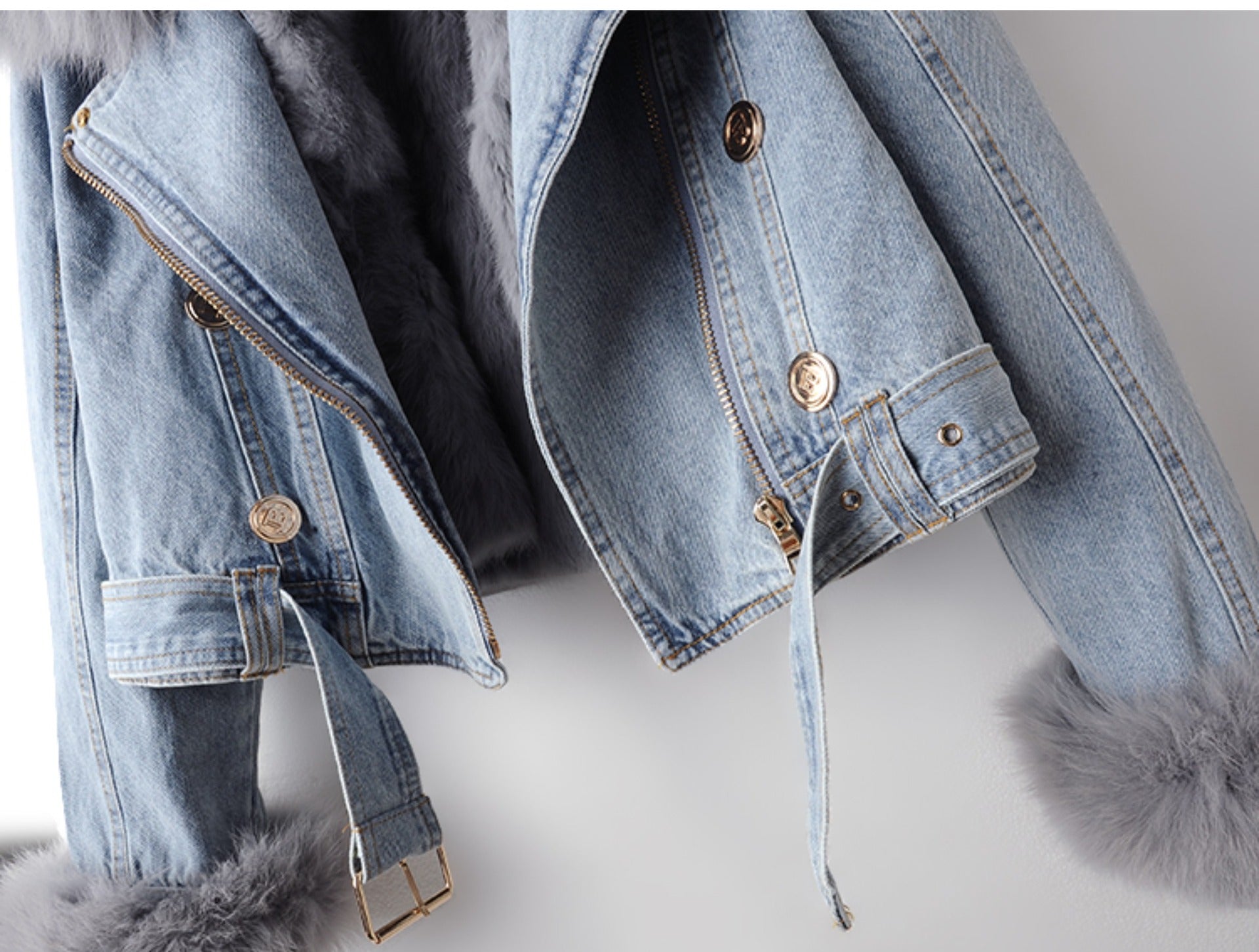 【評価★4.8以上/2color】Luxury Faux Fur Denim Jacket mry001938