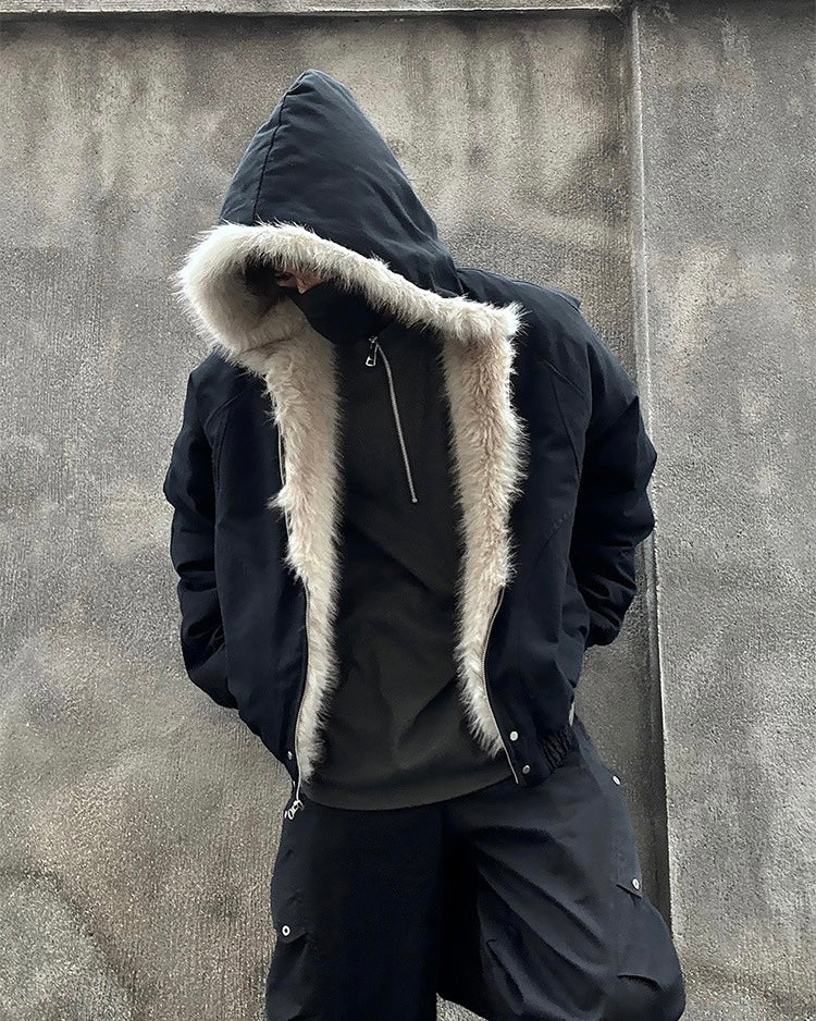 『※限定価格/SNS大人気アウター⚡️』【2color】 Unisex Edge Line Boa Jacket mry001614 Warm Fur Trim Zip Jacket mry001794