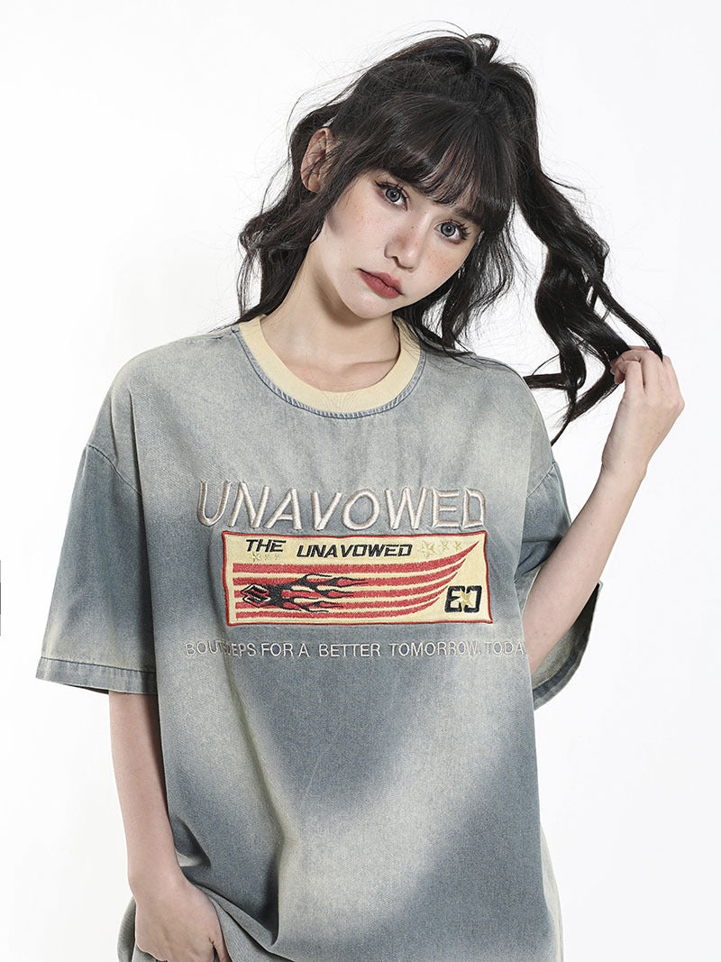 Denim Smoke Effect T-shirt mry001657