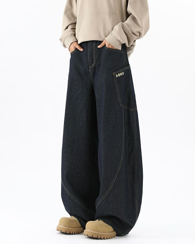 【COVER:FIT】 Plaid Patch Wide-Leg Denim Pants mry001859