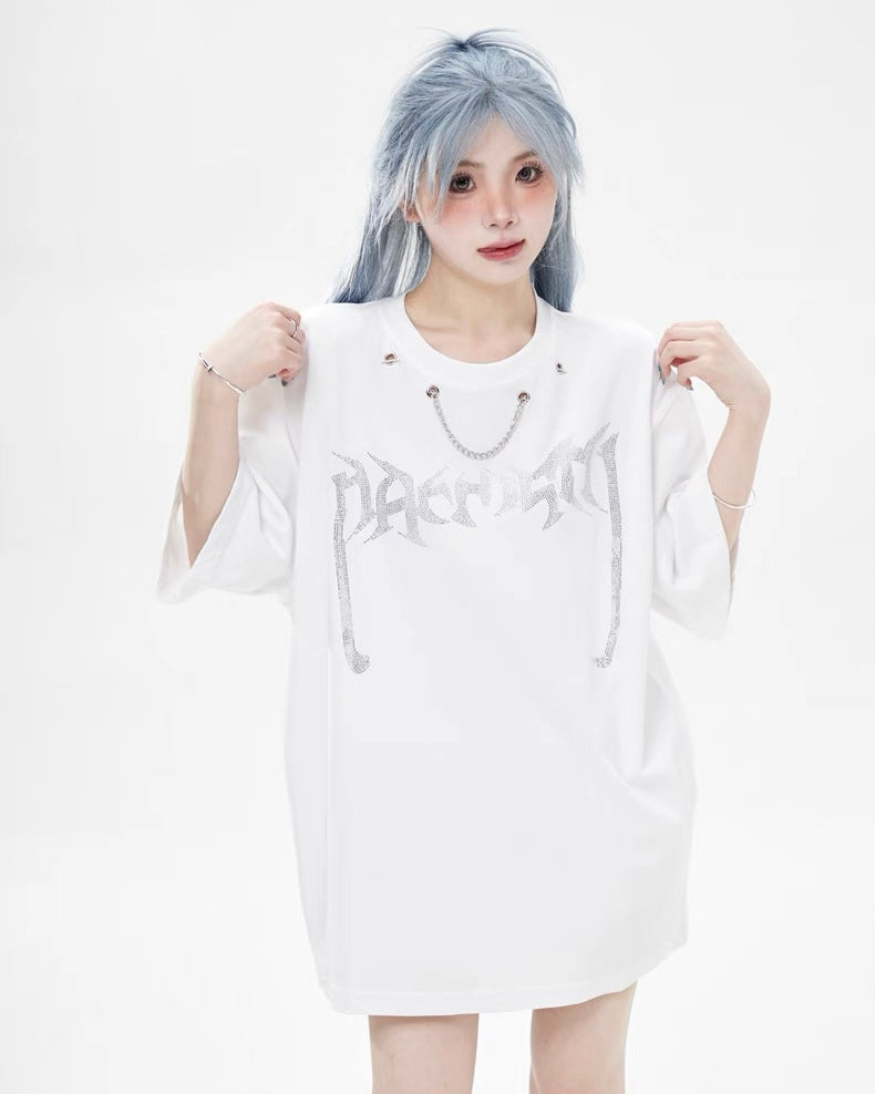 【リピート続出 /2color / Unisex】Vortex Chain Print T-Shirt mry001641