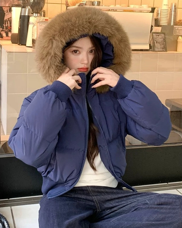 【爆安】Short Puffer Food Fur Jacket mry001966