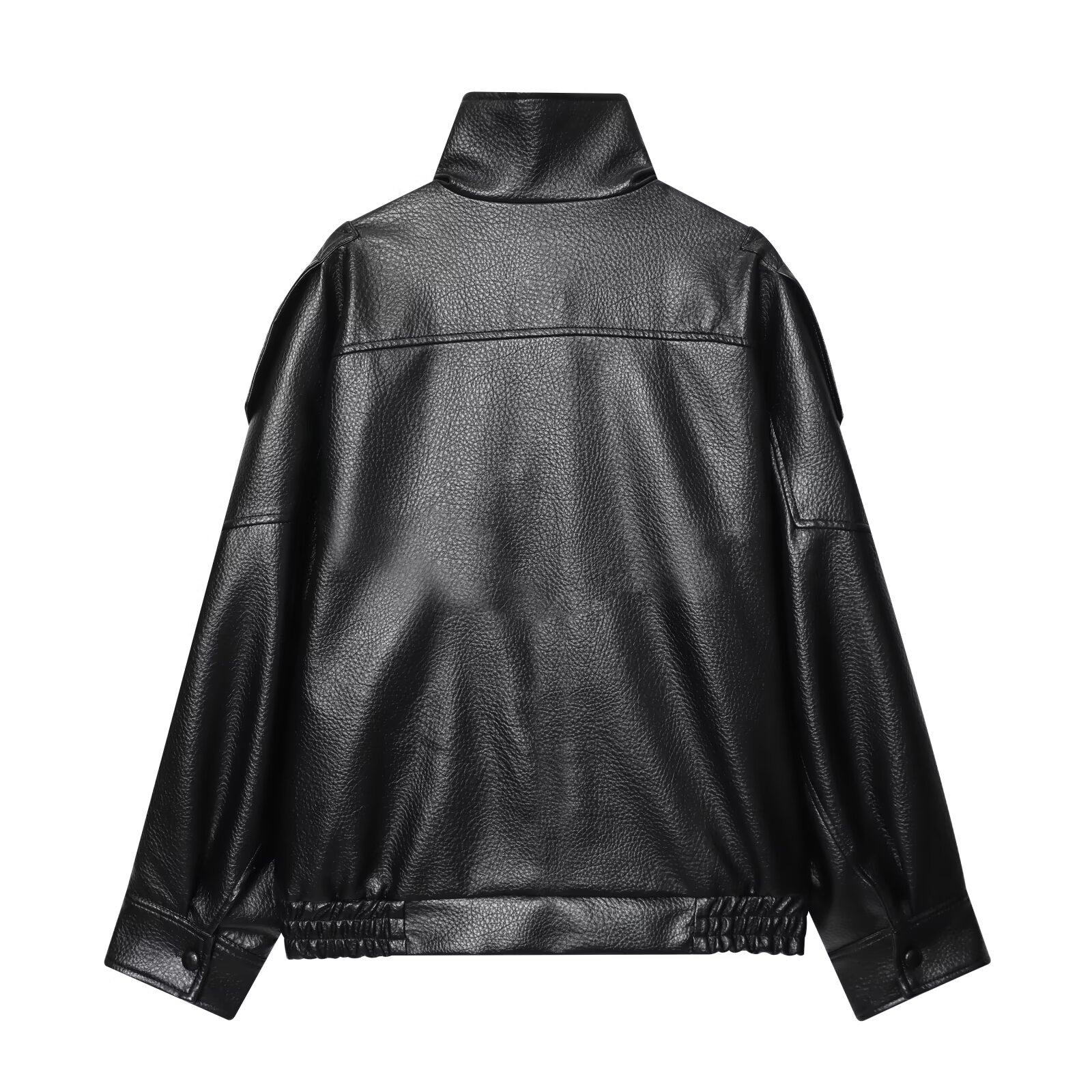 Stand Collar Leather Jacket mry002022