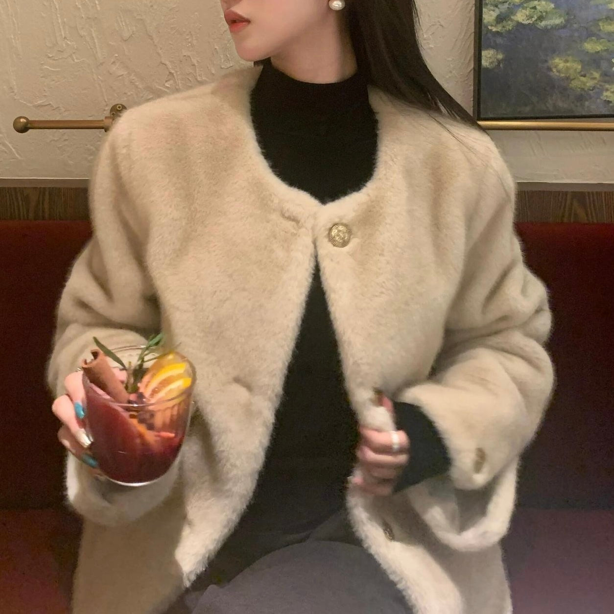 【Plaisir】フェイクファーカーディガン mry001500