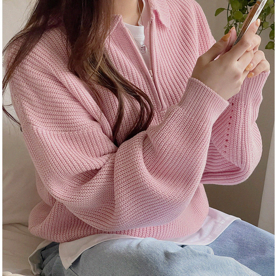 ハーフジッパートレーナー ランタンスリーブ mry000340