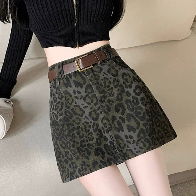 【Black Mamba】2カラー展開 レオパード柄スカート mry001532