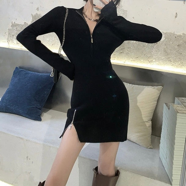 【Orchid】2カラー展開 ジッパーワンピース mry001520