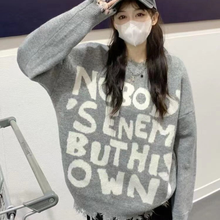 3カラー展開 アメリカン デザイン セーター ニット 韓国カジュアル 韓国ストリート mry000989