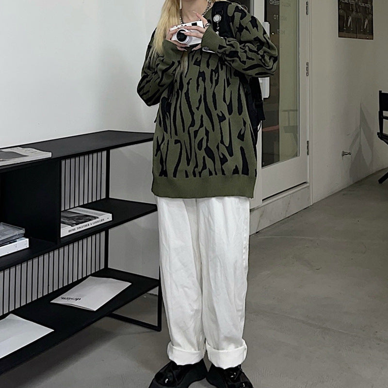 ゼブラ柄 ルーズニット mry000347