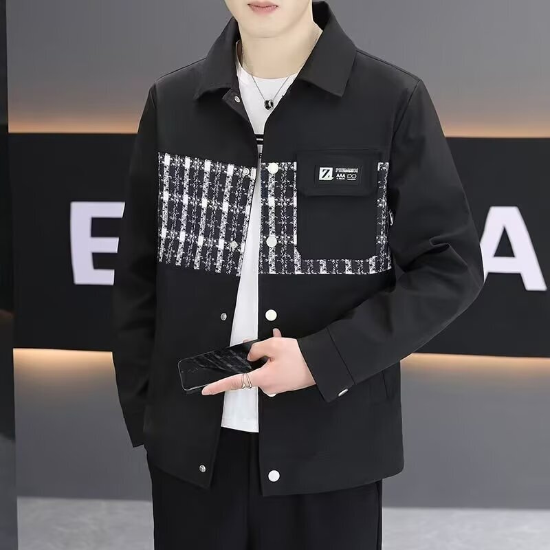 2カラー展開 アメリカン 韓国ストリート 韓国カジュアル チェック柄 ライトジャケット mry001293