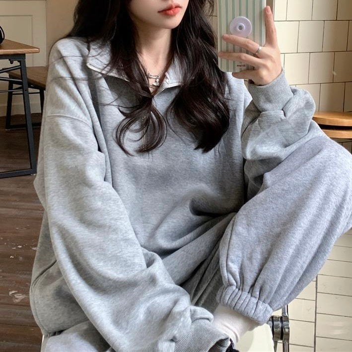 ハーフジッパー オーバーサイズスウェット mry000252