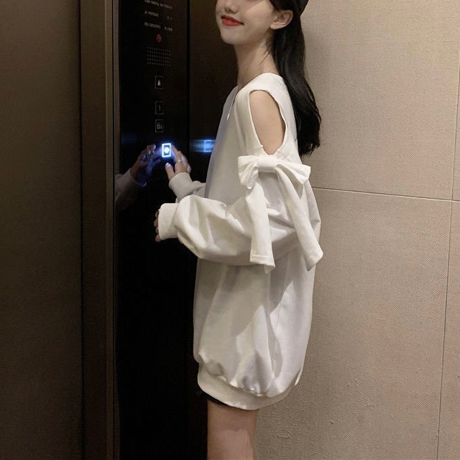 ルーズ ミッドレングス 肩リボン トップス mry000131