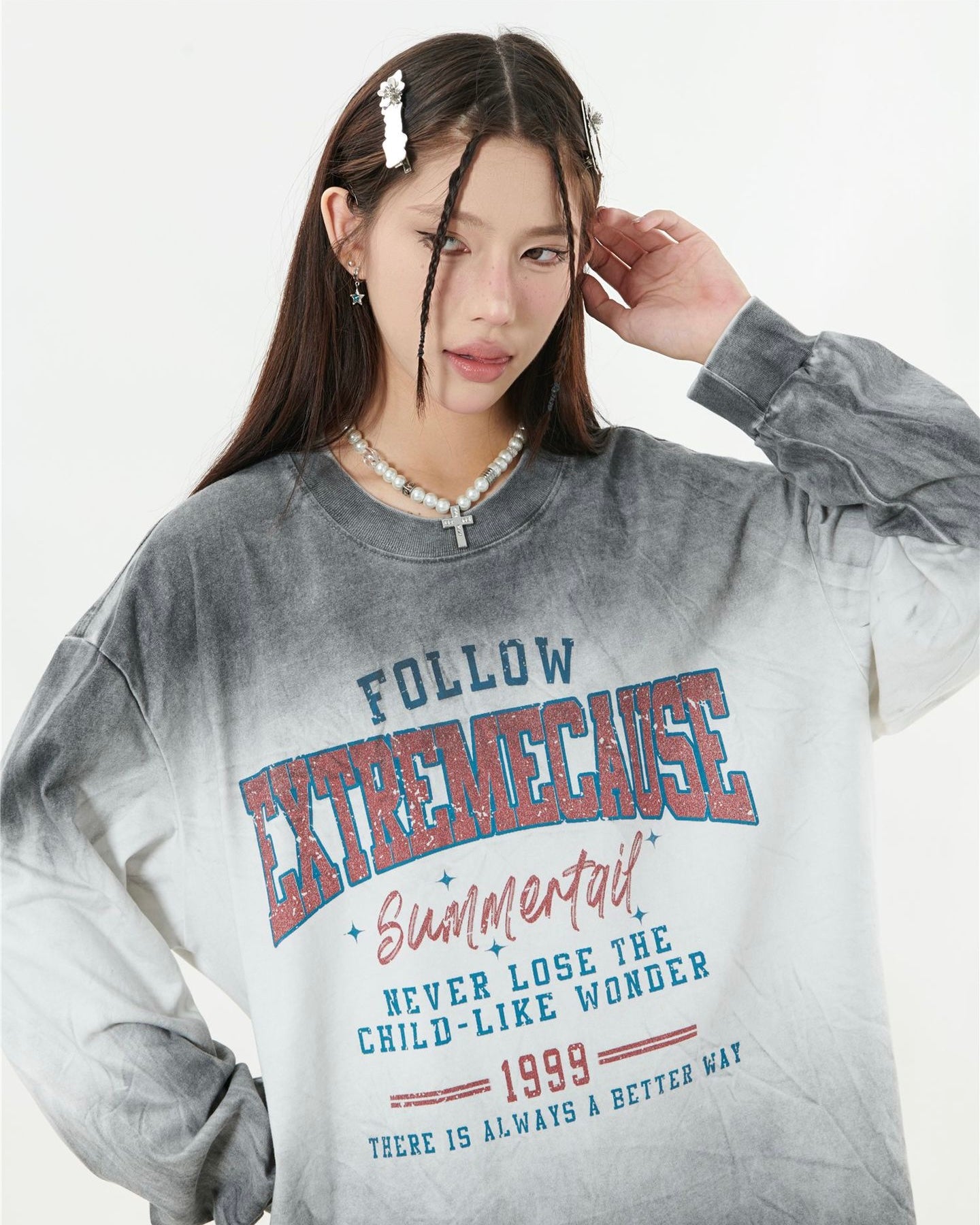 【2color】Vintage College Graphic Oversized shirt mry001844