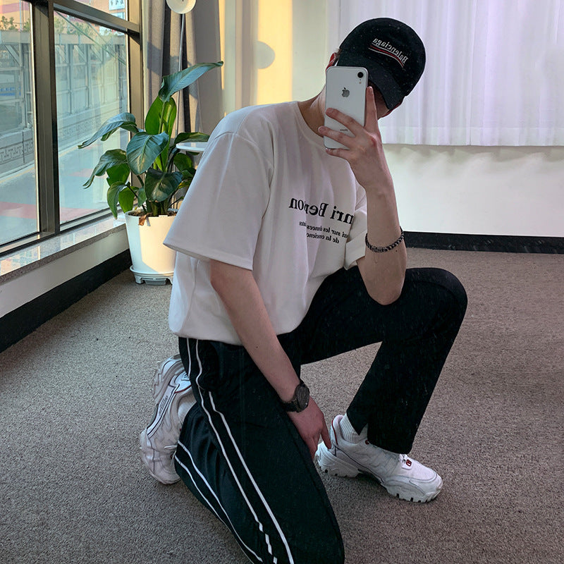 【送料無料】2カラー展開 2023SS モノトーン ロゴ Tシャツ ユニセックス 韓国カジュアル mry000895