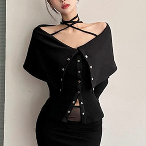 ボタン付きクロップドトップス mry001522