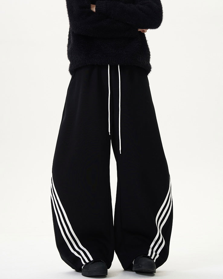 【YURU:FIT】 Wide-Leg Stripe Sweatpants mry001858