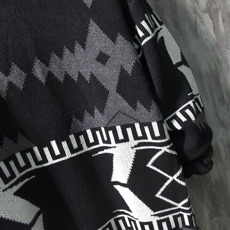 幾何学柄 セータージャケット mry000369