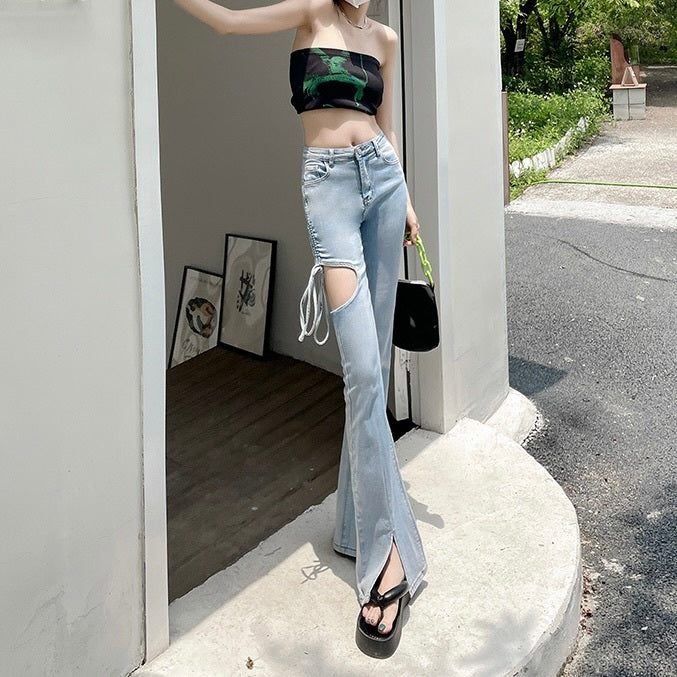 穴あき スリット美脚ジーンズ mry000390