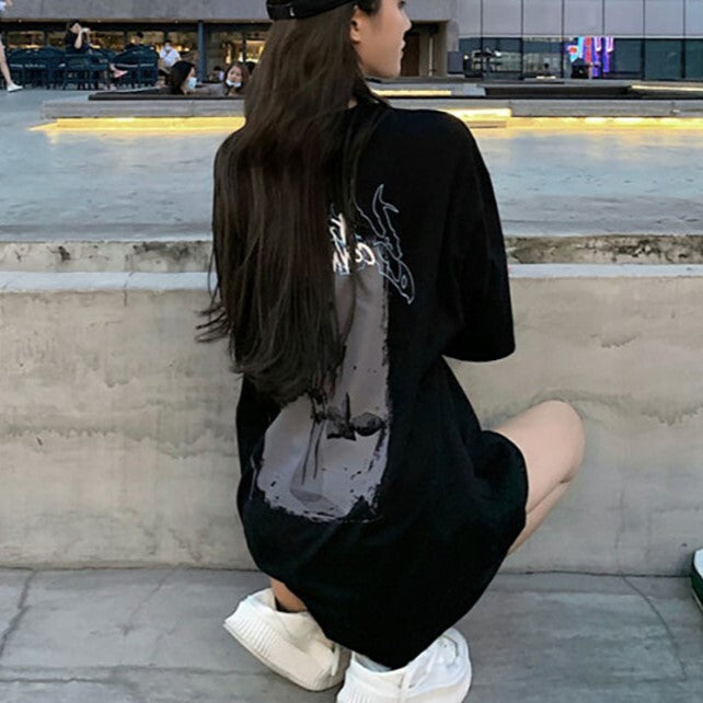 【送料無料】2023SS ラウンドネック ブラック ビッグ 半袖 Tシャツ 韓国ストリート 韓国モード mry000873