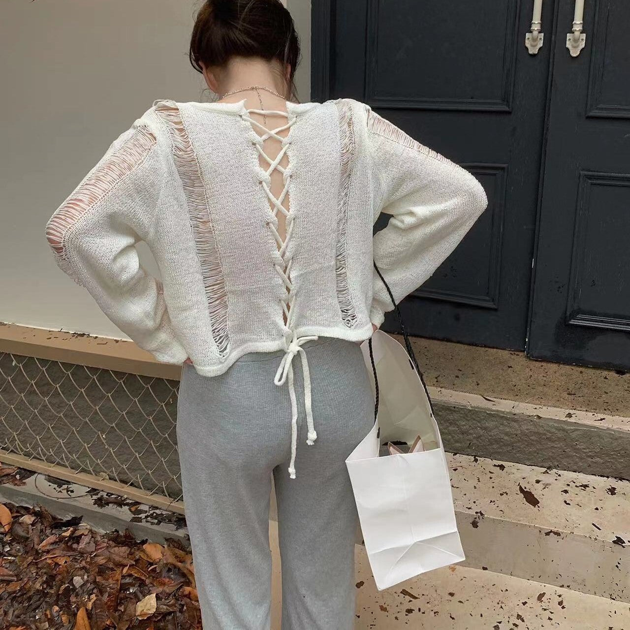 2カラー展開 韓スト サマーニット セーター スリムフィット トップス mry000644