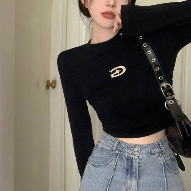 韓国カジュアル 韓国モード ロゴ入り ロングスリーブトップ mry001048