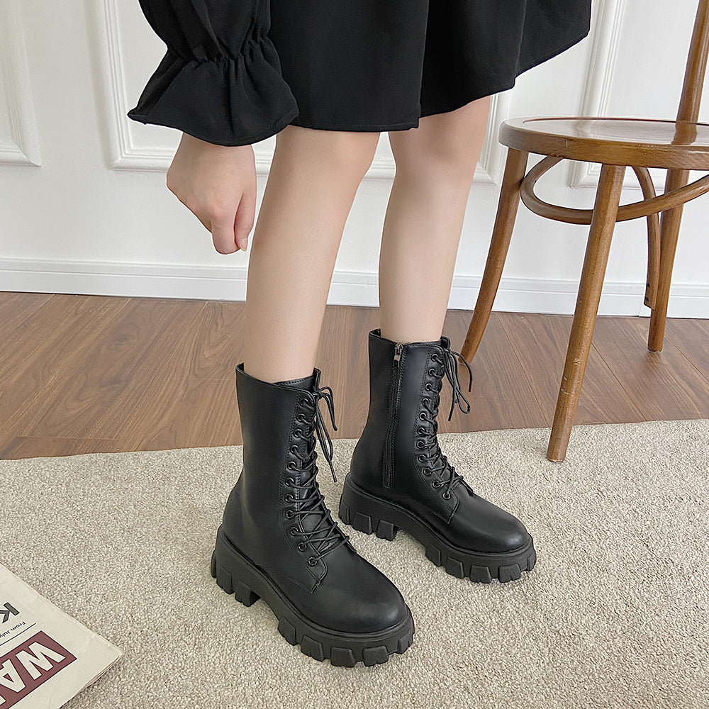 厚底ブーツ レースアップ ショート mry000280