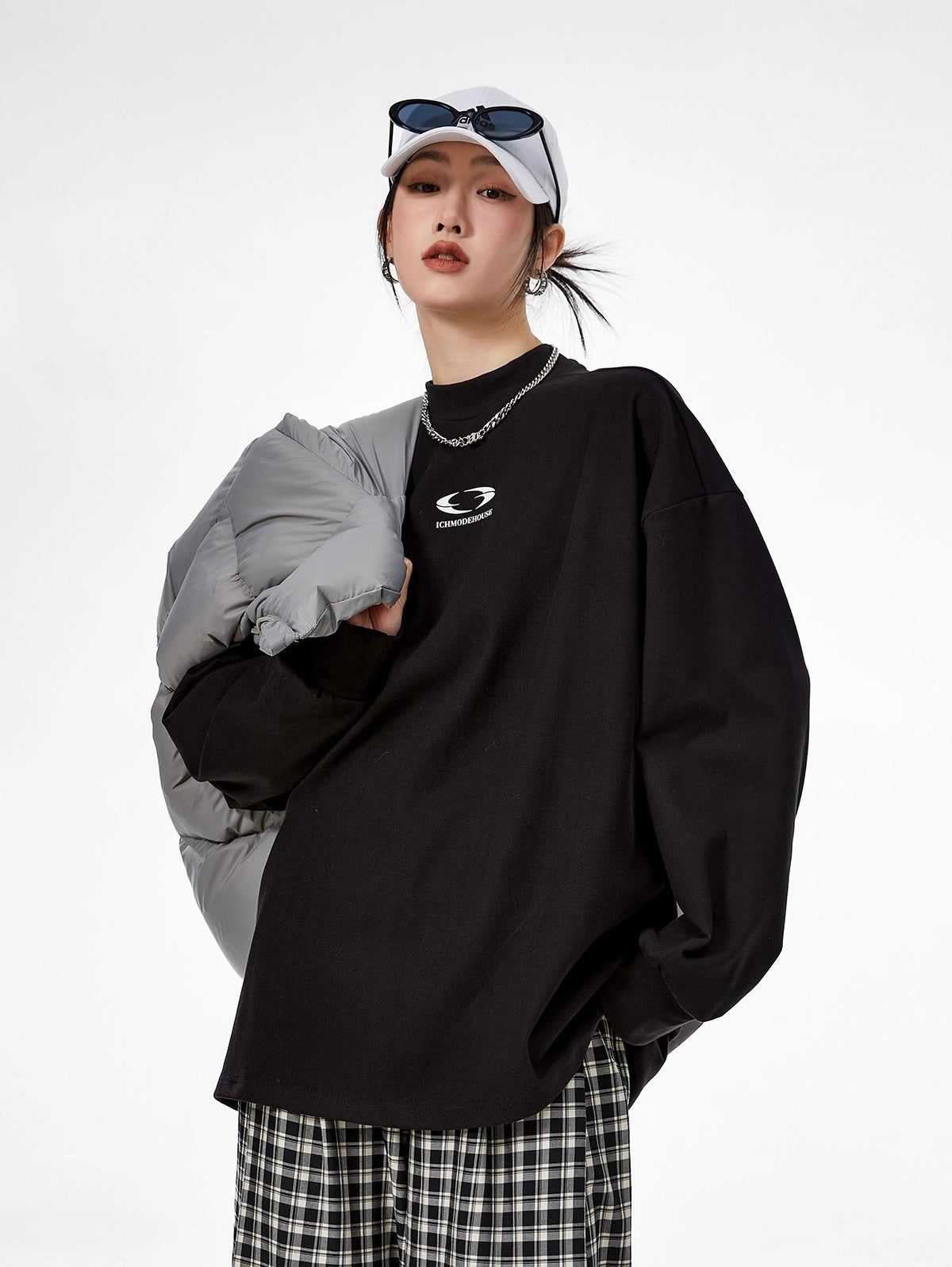 【3color】Monochrome Flow Mock Neck T-shirt mry001618