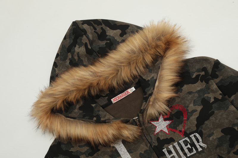 Camo Cozy Fur Jacket mry001638