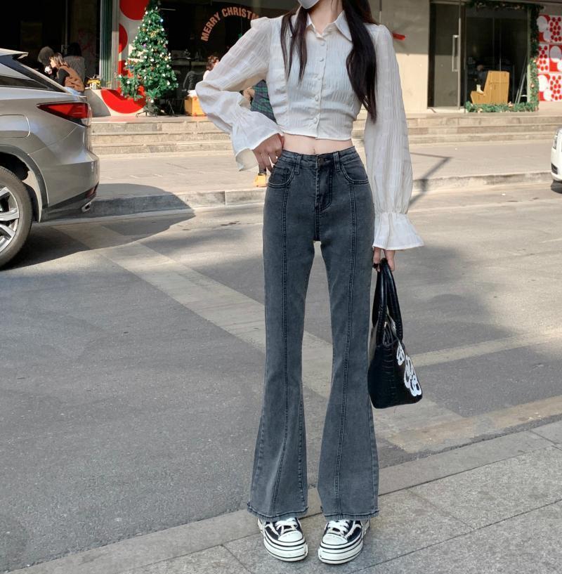 超美脚見え ハイウエスト フレアジーンズ mry000389