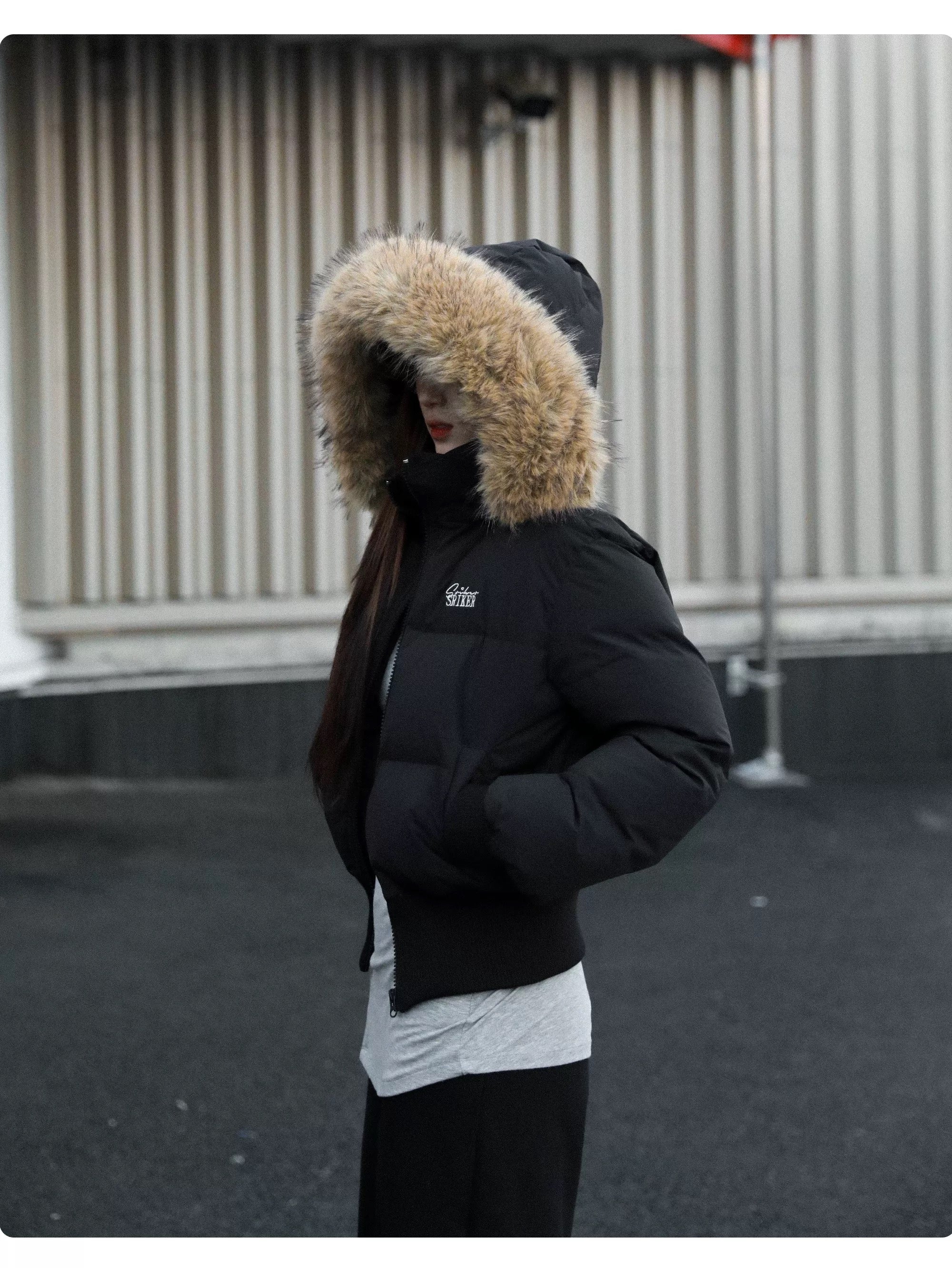 Faux Fur Trimmed Short Puffer Jacket mry001967