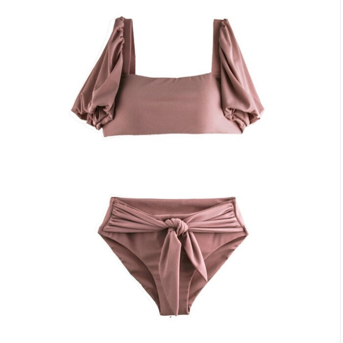 【送料無料】パフショルダー ピンク スイムウェア mry000621