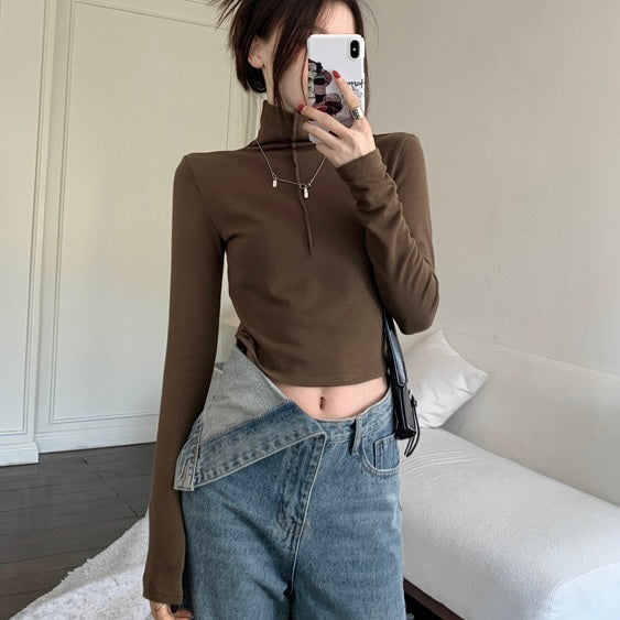 ハイネック ショート丈Tシャツ mry000478