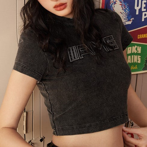 2023SS フロント アルファベット デザイン サマー ルーズ トップス 半袖Tシャツ mry000845