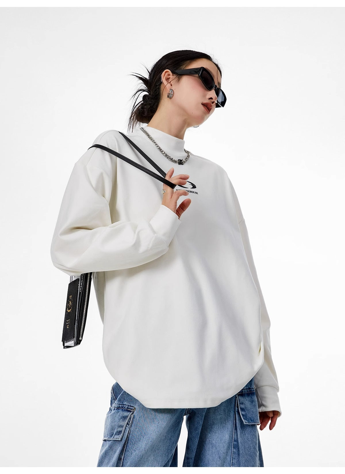 【3color】Monochrome Flow Mock Neck T-shirt mry001618