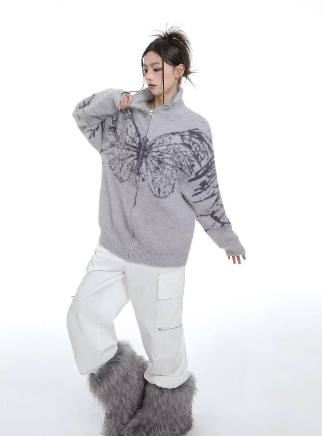 【2color】Butterfly Embrace Fuzzy Knit mry001617